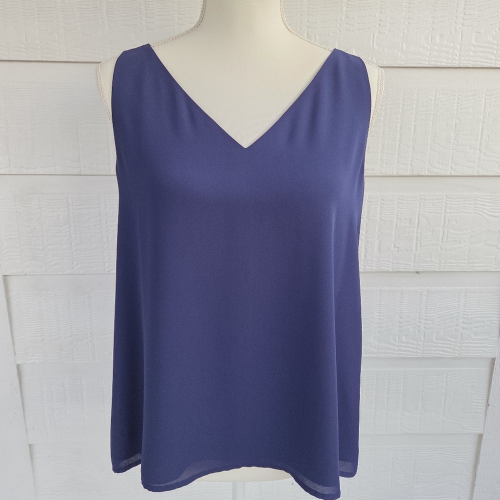 Express Royal Blue Strappy Back Cami Tank Top V-Neck Flowy Sleeveless Size M